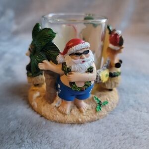 Yankee Candle Hula Santa And Friends Beach Christmas Votive Glass Candle Holder